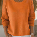 Pull Uni Col Rond Épaule Tombante