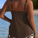 Tankini Rayé Deux Pièces Short De Plage