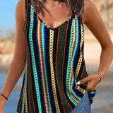 Tanktop Avec Un Motif Retro Rayé Sans Manches