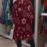 Robe décontractée à revers à imprimé géométrique