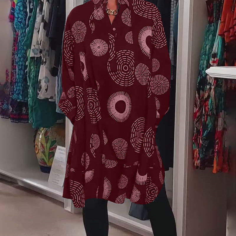 Robe décontractée à revers à imprimé géométrique