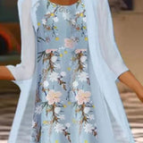 Robe ample manches 3/4 à imprimé fleuri