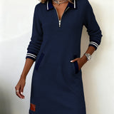 Robe À Manches Longues Avec Zip Et Revers