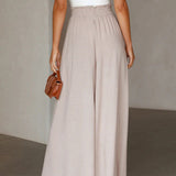 Pantalon taille haute de couleur unie