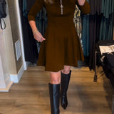Robe élégante à fermeture éclair de couleur unie