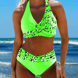 Bikini dos nu imprimé patchwork léopard