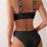 Bikini Lettre Bretelle Soutien-Gorge Deux Pièces