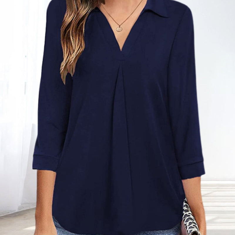 T-shirt pull col V de couleur unie