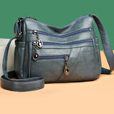 Sac bandoulière en cuir souple avec multipoches