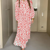 Robe à manches à neuf points à imprimé géométrique