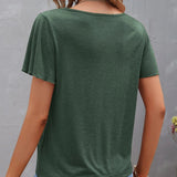 T-shirt à découpes de couleur unie