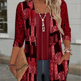 Bluse Manches Longues Imprimée Style Deux-Pièces Factice