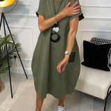 Robe décontractée à manches courtes et imprimé lettre simple