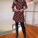 Robe décontractée à col rond et imprimé cercles