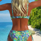 Maillot de Bain en Deux Pièces Accrocheur avec Motif Léopard
