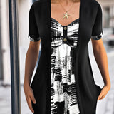 Blouse Imprimée Faux Deux Pièces Irrégulière