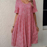 Robe élégante à col rond et imprimé floral