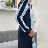 Robe à manches longues zippée avec poches bloc de couleur