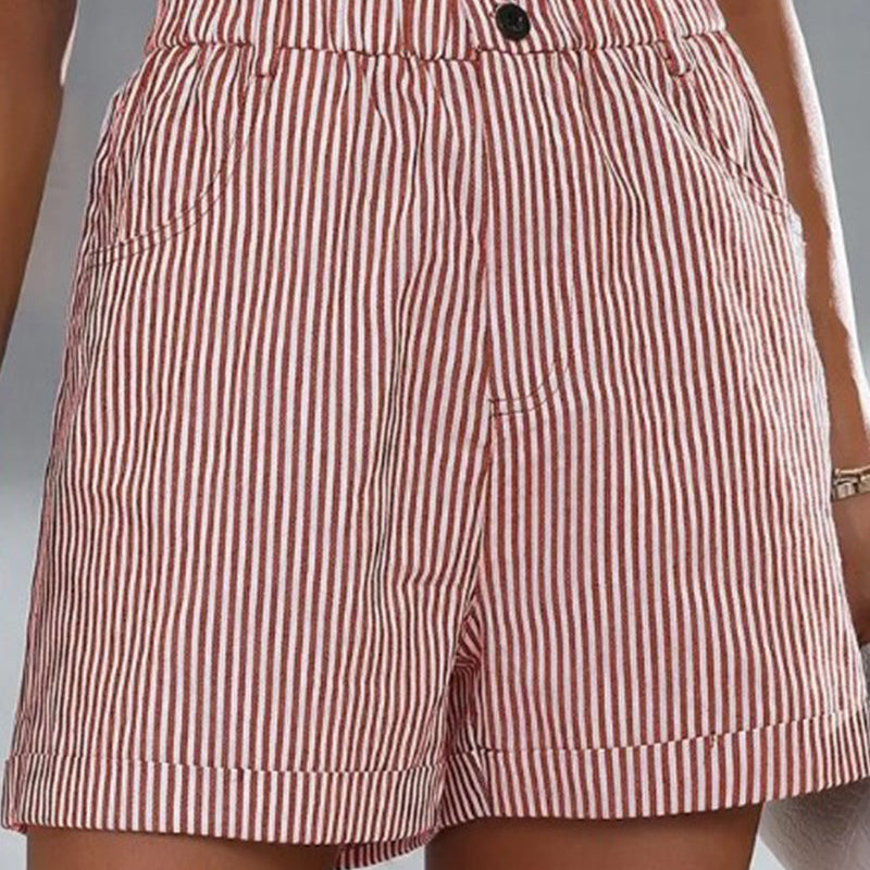 Short imprimé à rayures taille haute