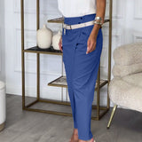 Pantalon patchwork irrégulier à poches de couleur unie à la mode