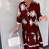Robe à imprimé floral et manches 3/4