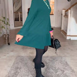 Robe simple à manches longues de couleur unie