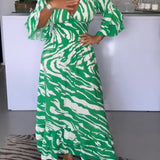 Robe manches 3/4 col v