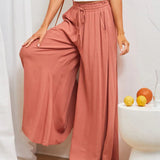 Pantalon taille haute de couleur unie
