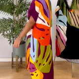 Robe décontractée à imprimé feuilles colorées