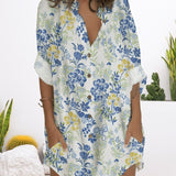 Robe boutonnée à manches longues et poche