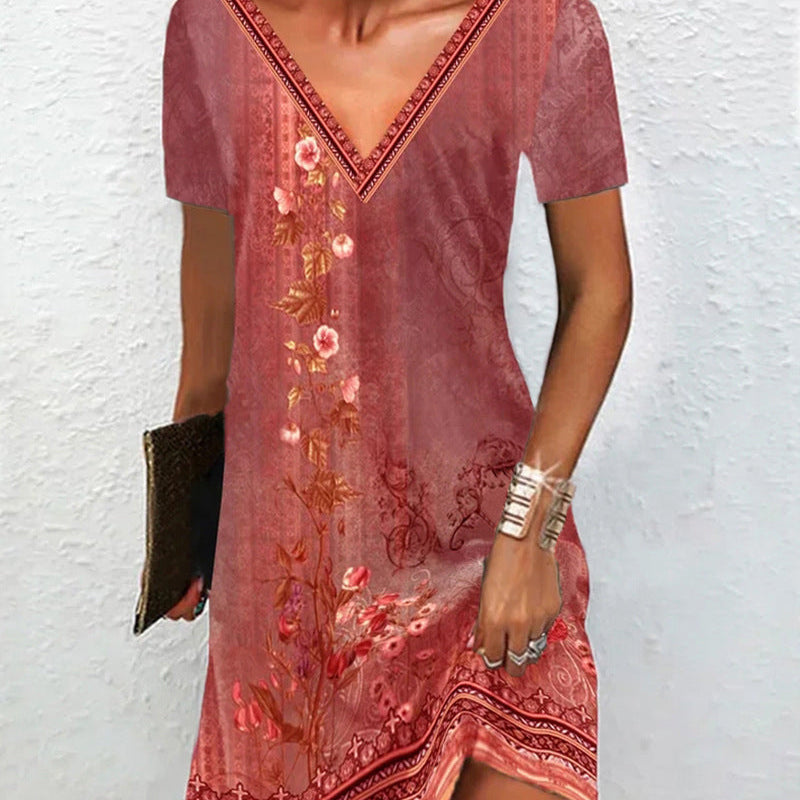 Robe à imprimé floral et manches courtes