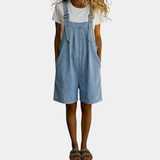 Ondine | Salopette courte en jean bleu clair