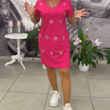 Robe Mode Col En V Manches Courtes