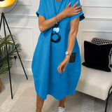 Robe décontractée à manches courtes et imprimé lettre simple
