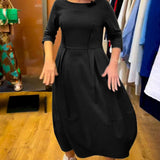 Robe à col rond et manches 2/3