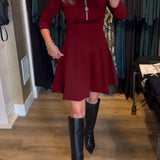 Robe élégante à fermeture éclair de couleur unie