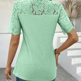 T-Shirt Dentelle Panneau Tricoté