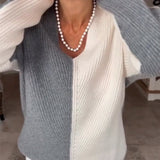 Pull de bloc de couleur en V