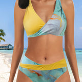 Bikini coloré avec soutien-gorge cache-cœur