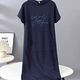Robe À Capuche Décontractée Cordon