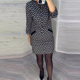 Robe à imprimé losange et manches longues