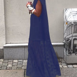 Robe sans Manches en Mesh et Patchwork