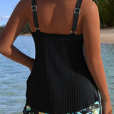 Tankini Rayé Deux Pièces Short De Plage