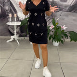 Robe Mode Col En V Manches Courtes
