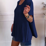 Blouse plissée col rond uni