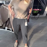 Pantalon Uni Décontracté Droit