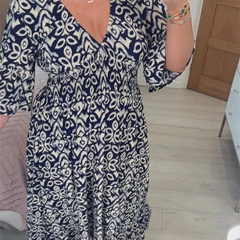 Robe longue imprimée rouge