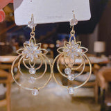 Boucles d'oreilles trois créoles lotus en cristal