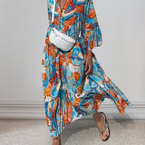 Robe à manches volantées et col en V