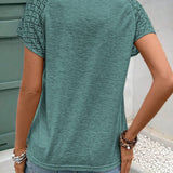 T-Shirt Solide Couleur Creuse Col Rond Slim